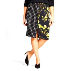 Mix Pattern Pencil Skirt EUC